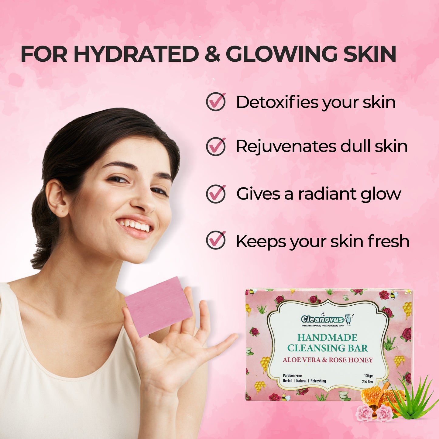 Soap Pack of 3 - Aloe vera & Rose Honey Ayurvedic