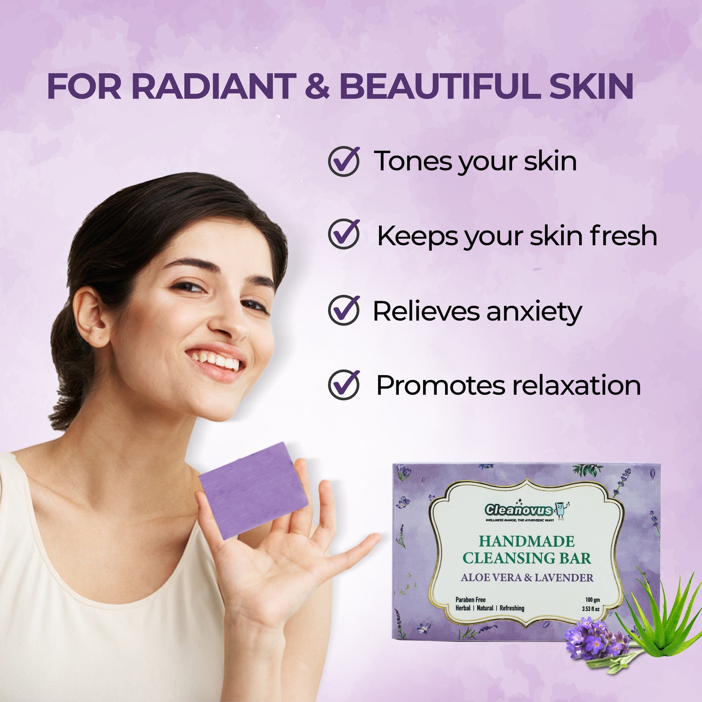 Soap Pack of 3 - Aloe vera and Lavender Ayurvedic